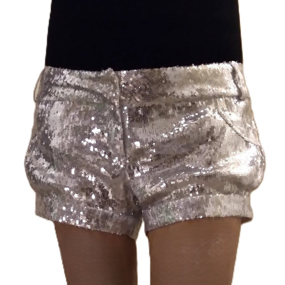 NWOT - Silver-Color Sequined Shorts - Steve Madden - Picture 2 of 4